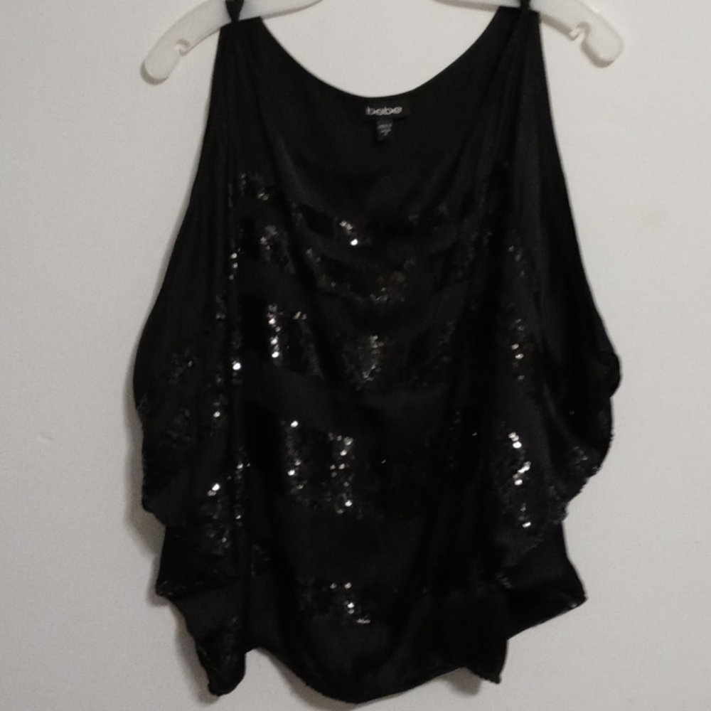 Bebe black sequin blouse
